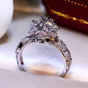 ✨ Round Gemstone Anillos Sun Flower Vintage Luxury Rings for Women, PD052